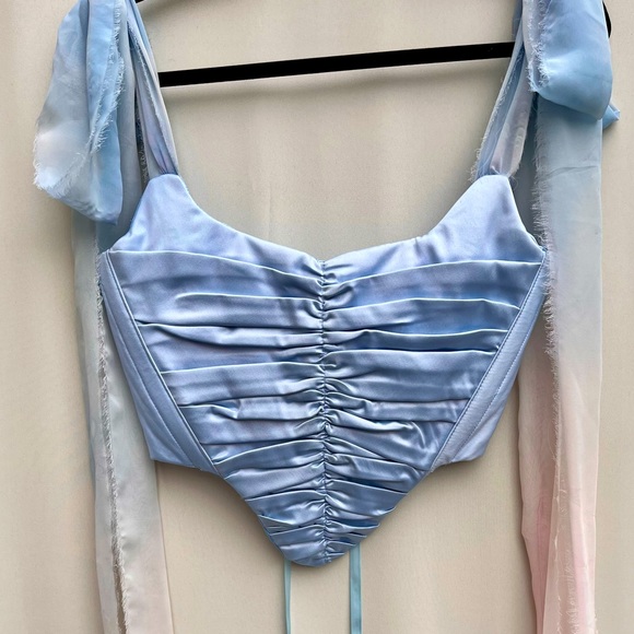 Blue satin ruched corset - Picture 2 of 6